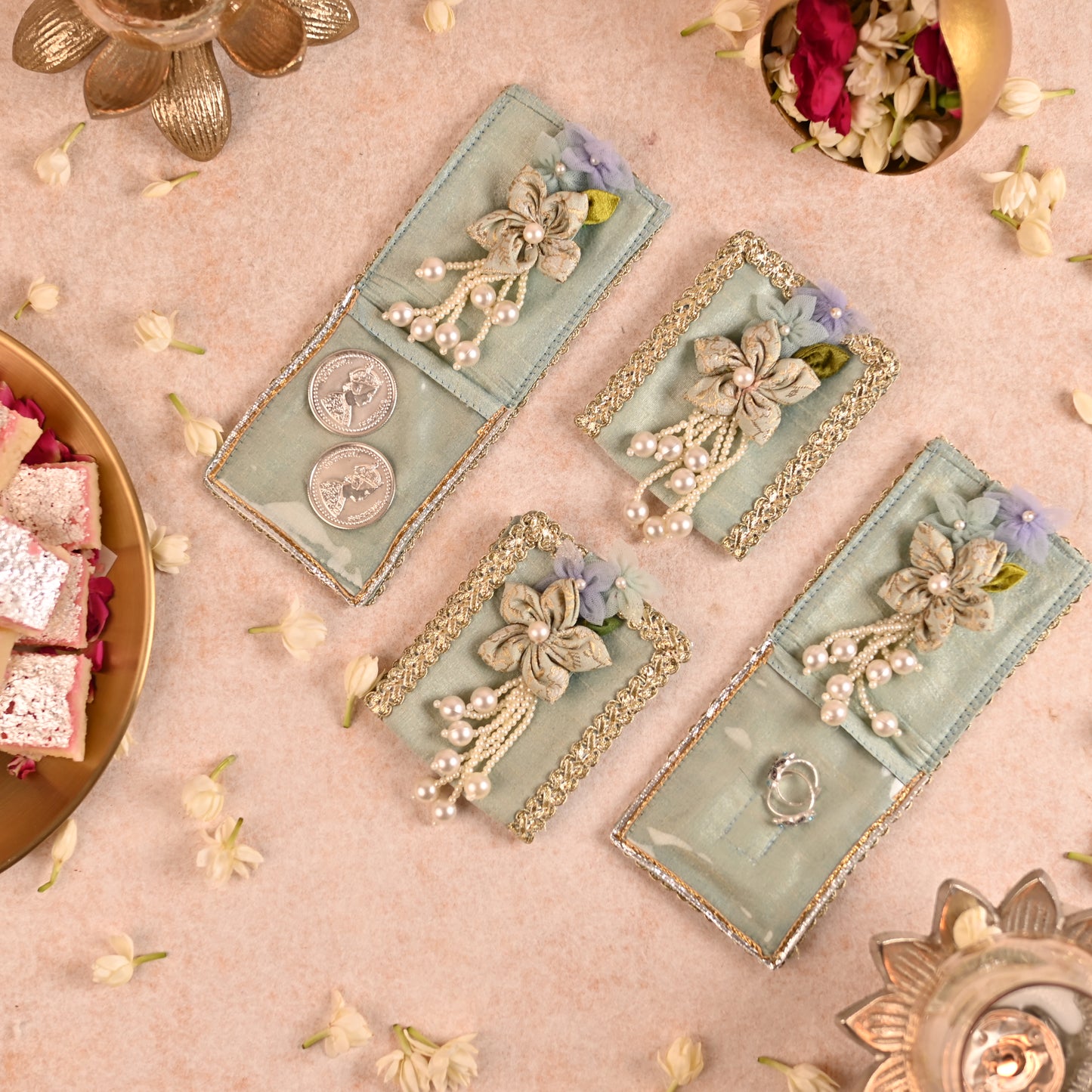 Pastel Blue Tri-Fold Coin/Ginni Holders (Set of 2)