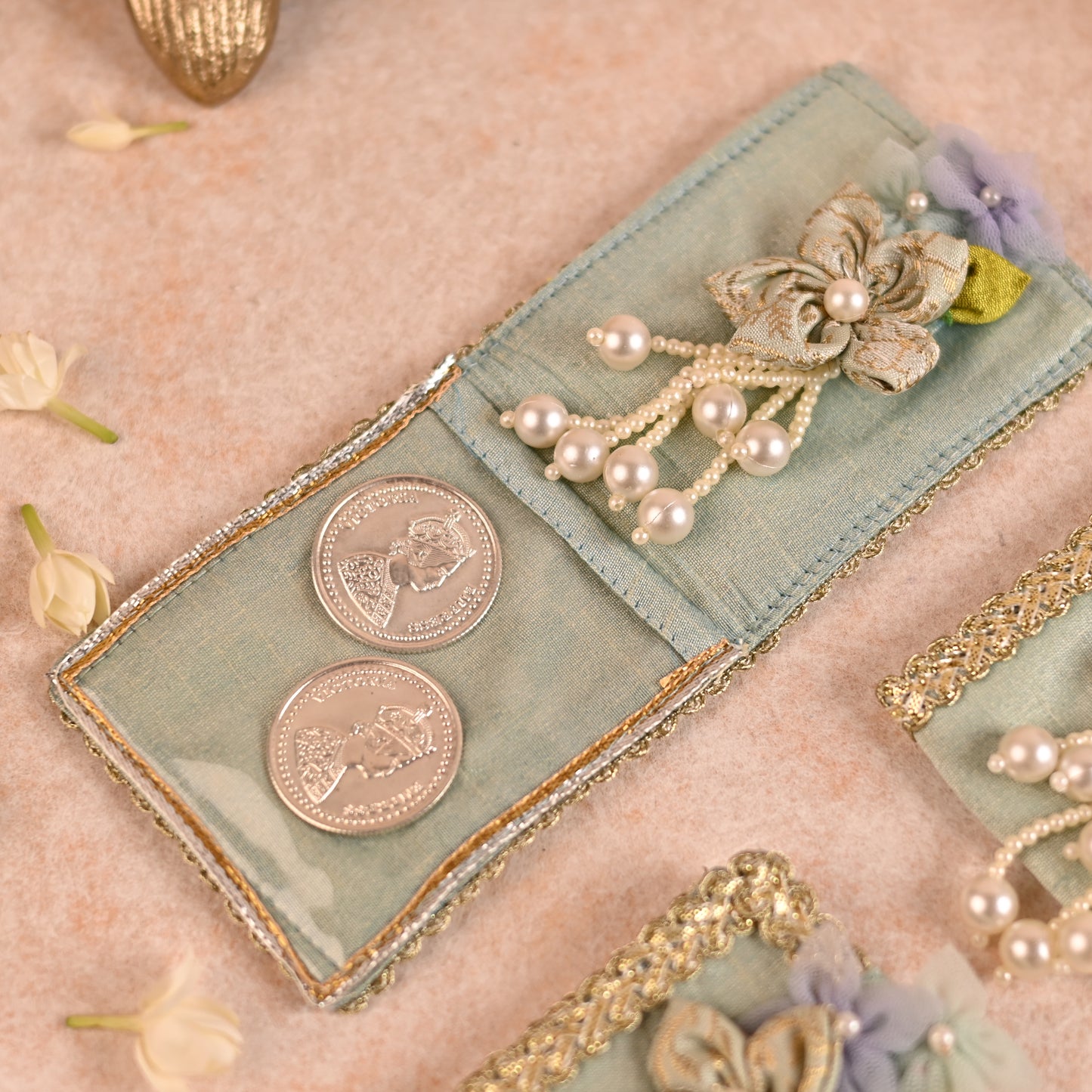 Pastel Blue Tri-Fold Coin/Ginni Holders (Set of 2)