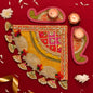 3-Piece Handcrafted Fabric Corner Rangoli with Diya Set – Eco-Friendly & Reusable Décor