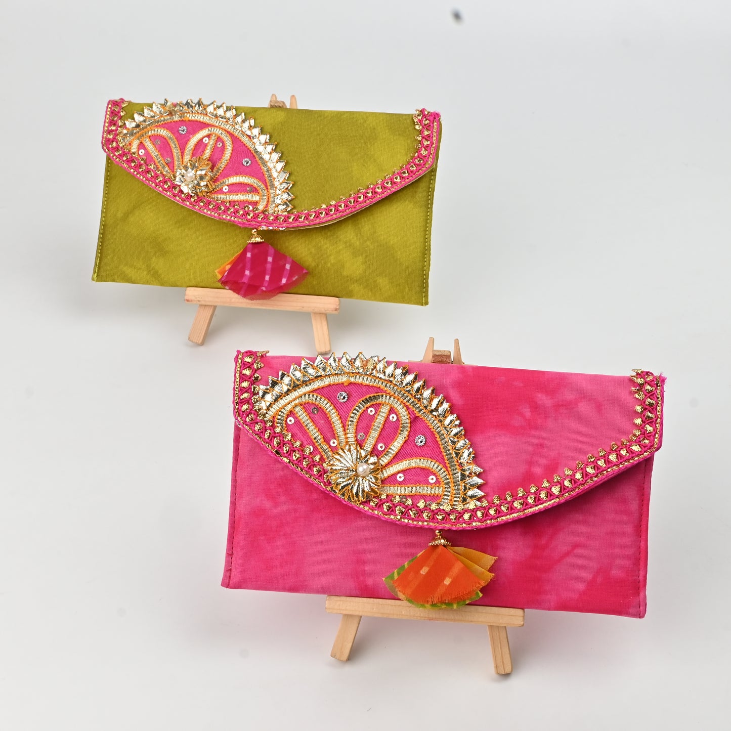 Banaavat Essence Shibori Envelope – Gota Embellished Flap (7.5"x4.5")
