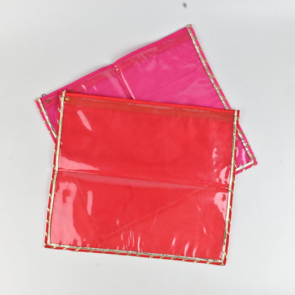 Banaavat Essence Trousseau Saree Cover – Transparent Front & Dupion Silk Back (40x40 cm)