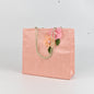 Banaavat Essence Dupion Silk Hamper Bag – Handcrafted Floral & Golden Dori Handle (9.5"x8.5"x3.2")