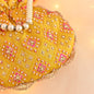Banaavat Essence Brocade Silk Potli – Bead Embellished  (Yellow & White)