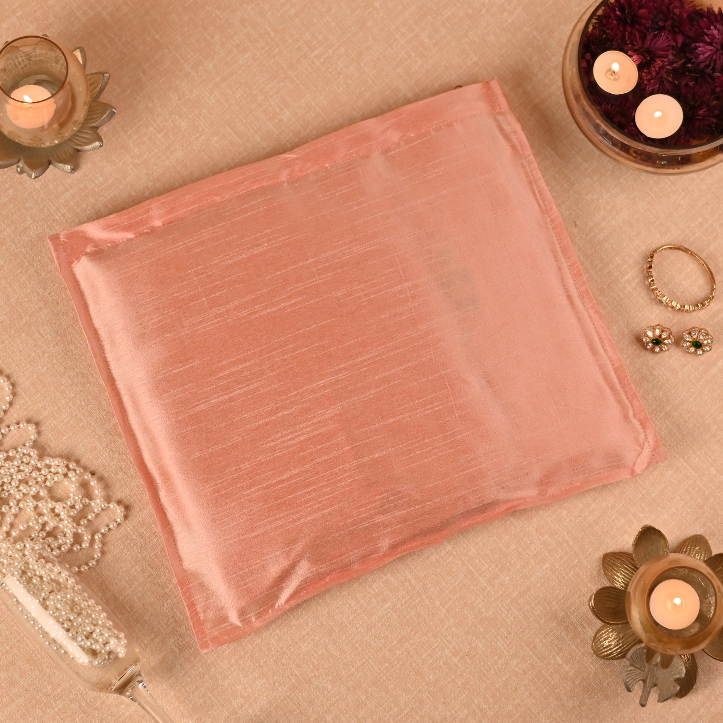 Banaavat Essence Trousseau Saree Cover – Transparent Lace Front & Dupion Silk Back (40x40 cm)