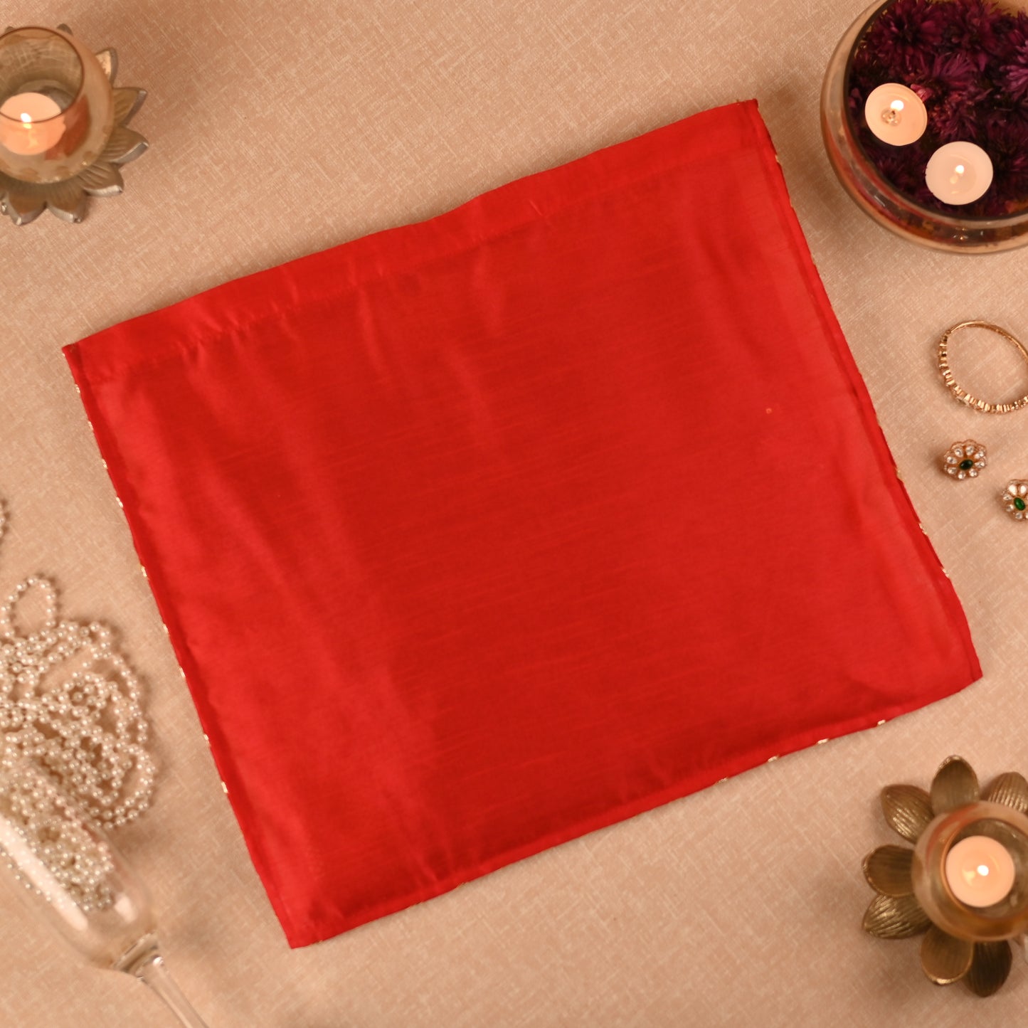 Banaavat Essence Trousseau Saree Cover – Transparent Front & Dupion Silk Back (40x40 cm)