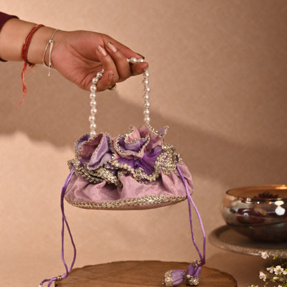 Banaavat Essence Handi-Inspired Silk Potli – Pearl Handle & Handcrafted Tassel
